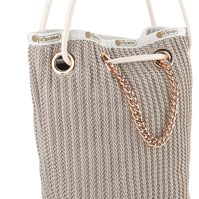 Chain Crochet Sm Bucket In Beige Crochet