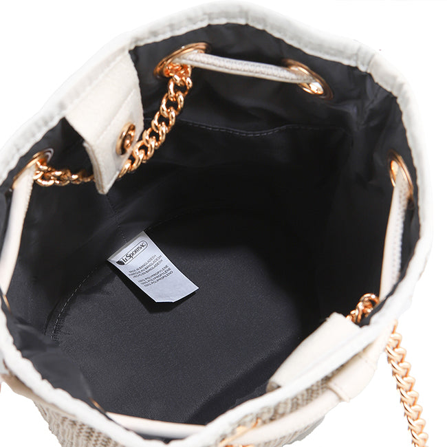 Chain Crochet Sm Bucket In Beige Crochet