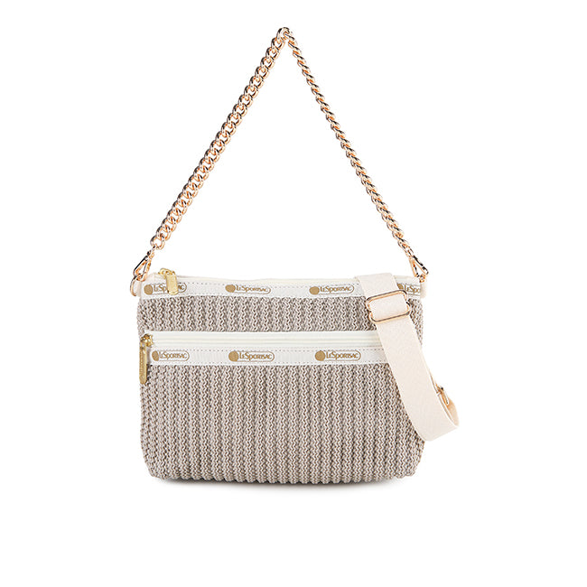 Chain Crochet Clutch In Beige Crochet