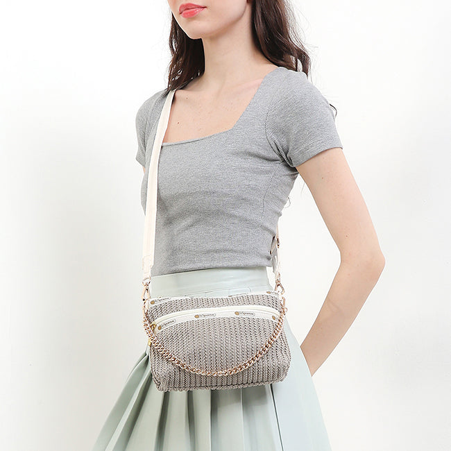 Chain Crochet Clutch In Beige Crochet