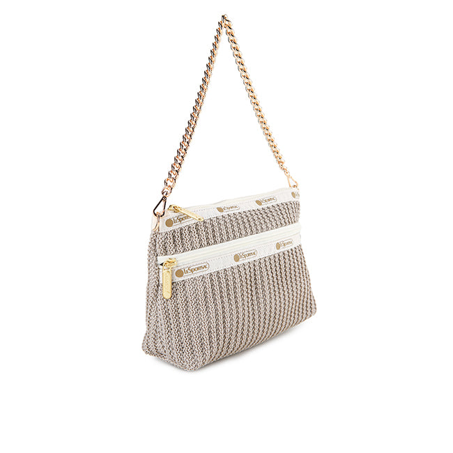 Chain Crochet Clutch In Beige Crochet