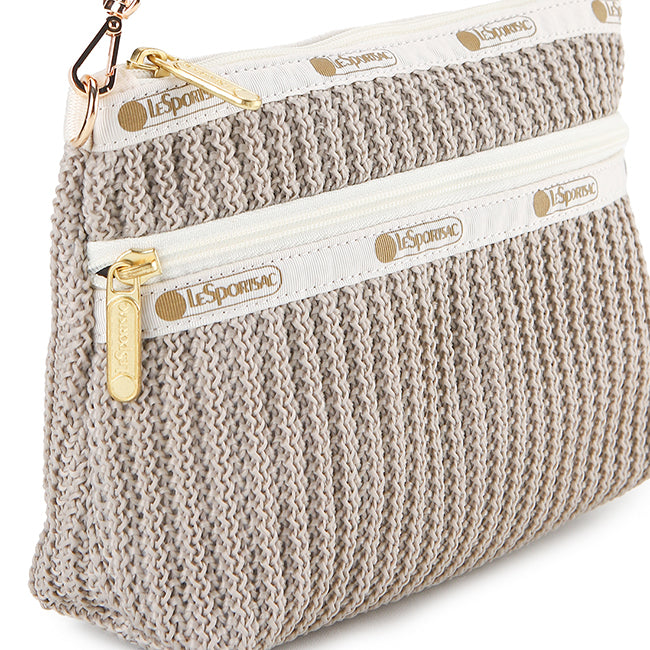 Chain Crochet Clutch In Beige Crochet