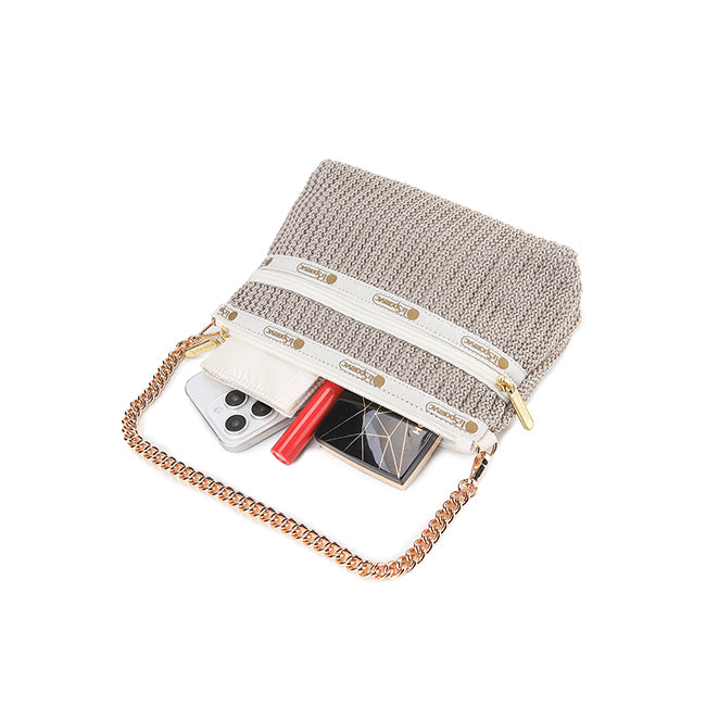 Chain Crochet Clutch In Beige Crochet