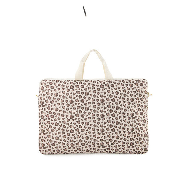 Th Laptop Case 15 In Latte Heart Leopard