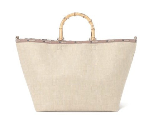 Lg Bamboo Raffia Tote In Raffia Natural
