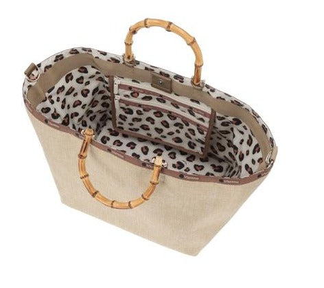 Lg Bamboo Raffia Tote In Raffia Natural