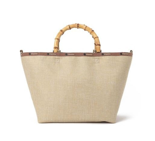 Med Bamboo Raffia Tote In Raffia Natural