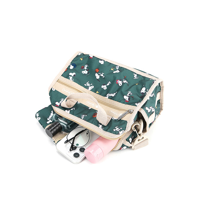 LeSportsac Tas Unisex Mini Duffel Crossbody In Snoopy And Woodstock Grn