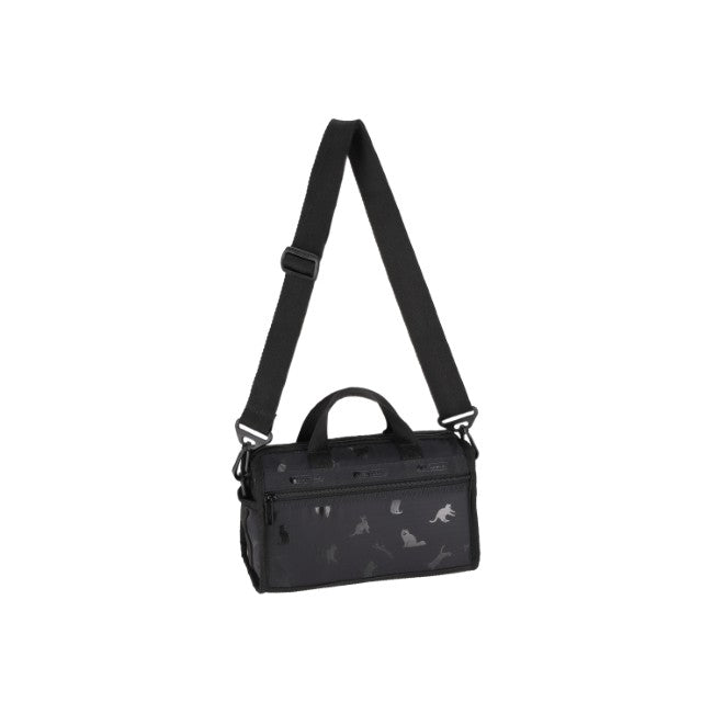 LeSportsac Unisex Mini Duffel Crossbody In Black Cats