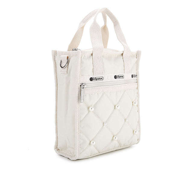 Mini N/S Tote W/ Pearls In Starlight Pearl