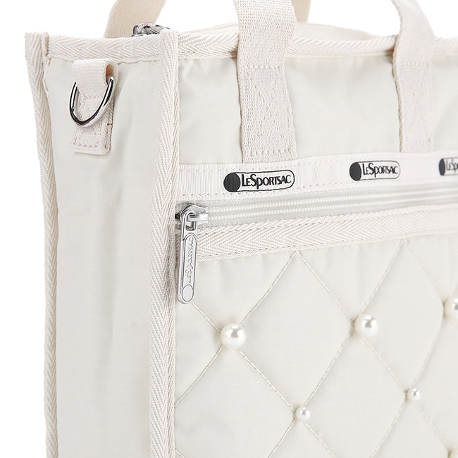 Mini N/S Tote W/ Pearls In Starlight Pearl