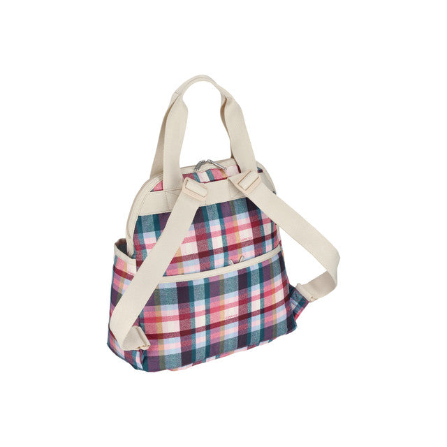 Double Trouble Backpack In Pink Plaid