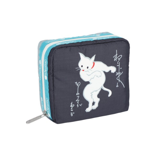 LeSportsac Unisex Pouch Med Square Cosmetic In Japanese Art Cat