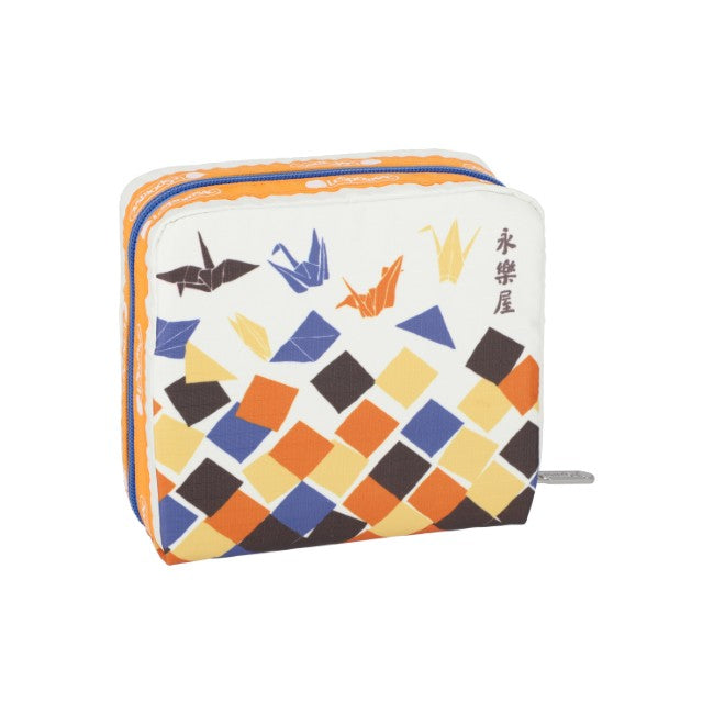 LeSportsac Unisex Pouch Med Square Cosmetic In Japanese Art Cranes