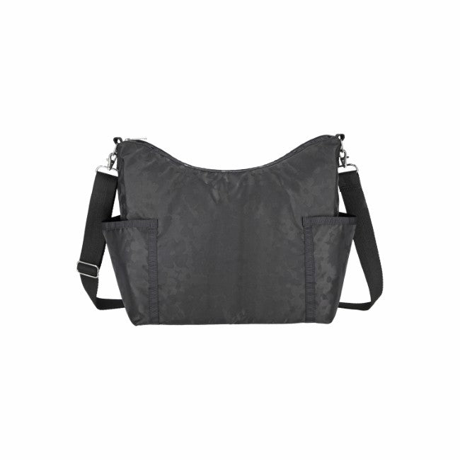 LeSportsac Unisex Zip Bucket Shoulder In Black Floral Jacquard