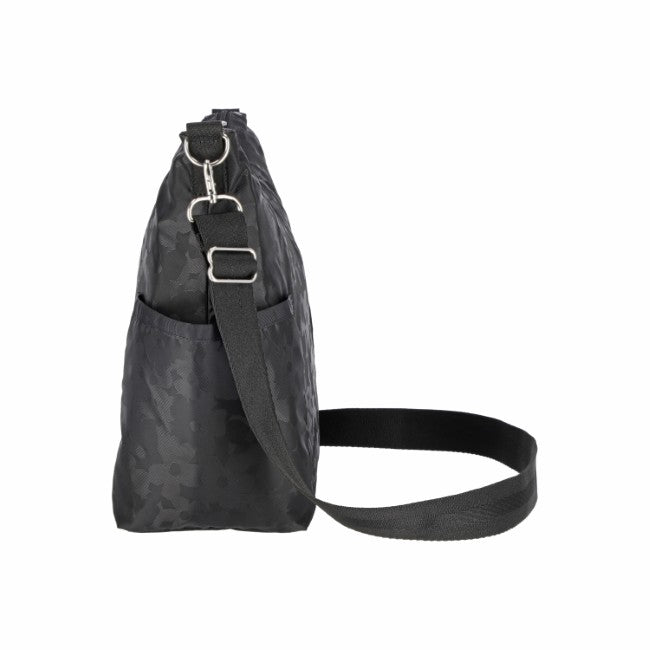 LeSportsac Unisex Zip Bucket Shoulder In Black Floral Jacquard