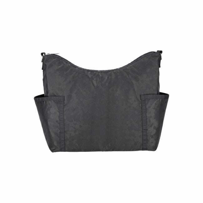 LeSportsac Unisex Zip Bucket Shoulder In Black Floral Jacquard