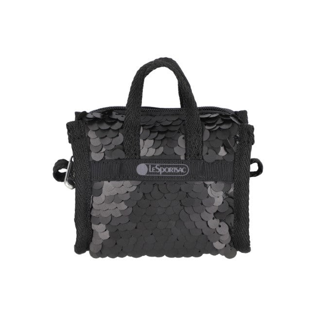 LeSportsac Unisex Sequin Micro Bag In Matte Black Sequin