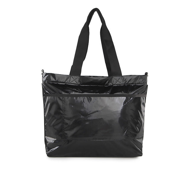LeSportsac Unisex Carryall Zip Tote In Black Shine