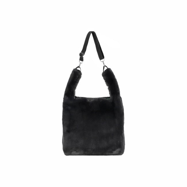 LeSportsac Unisex Bags Fur Shoulder Tote In Black Fluffy Fur