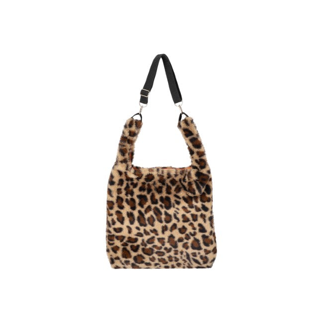 LeSportsac Unisex Bags Fur Shoulder Tote In Leopard Fluffy Fur