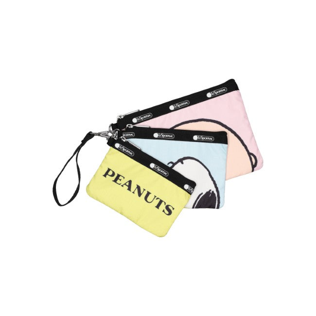 LeSportsac Unisex Pouch Wristlet Pouch Set In Peanuts Pals Wristlet