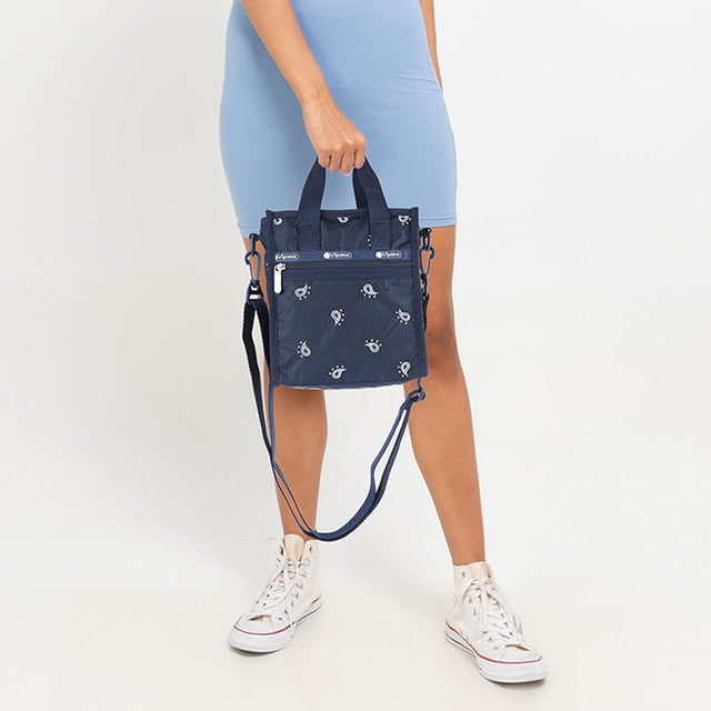 Mini N/S Tote In Navy Bandana Emb