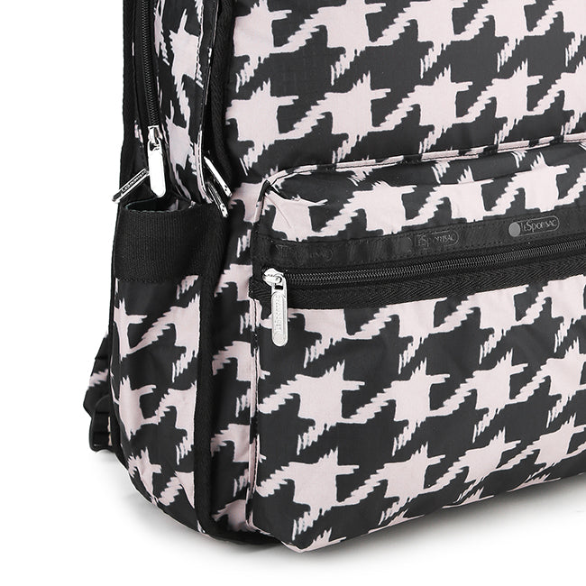 LeSportsac Tas Unisex Route Backpack In Blk/ Beige Houndstooth
