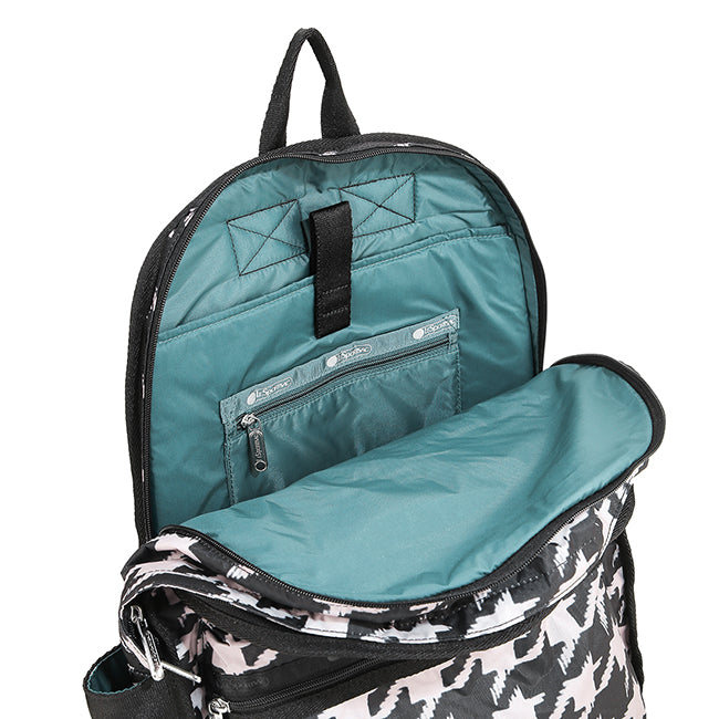 LeSportsac Tas Unisex Route Backpack In Blk/ Beige Houndstooth