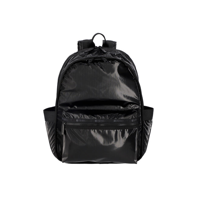 LeSportsac Unisex Route Backpack In Black Shine