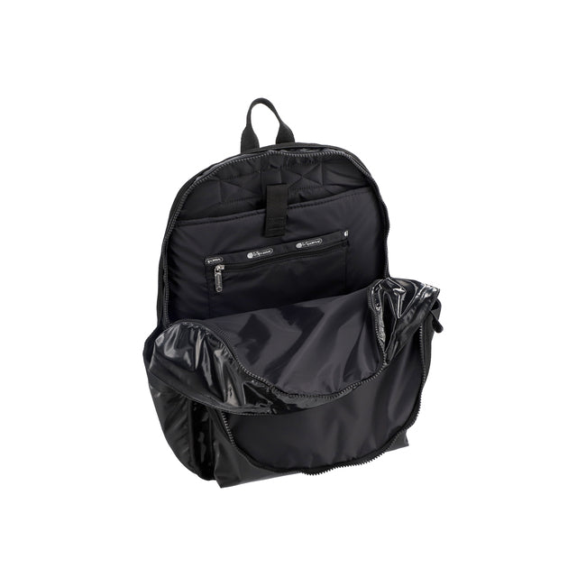 LeSportsac Unisex Route Backpack In Black Shine