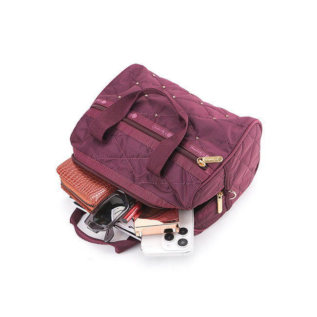 LeSportsac Tas Unisex Everyday Sm Satchel In Wine Quilt Studs
