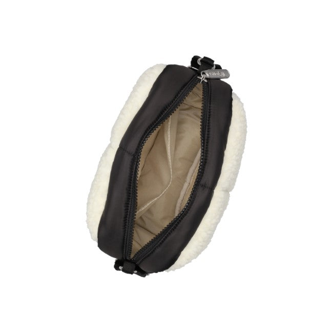 LeSportsac Unisex Puffy Cube Crossbody In Cream Vegan Sherpa