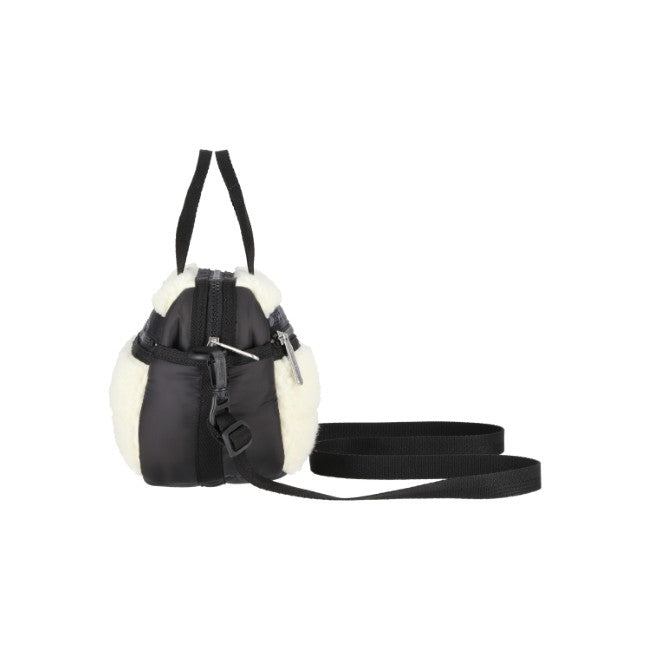 LeSportsac Unisex Puffy Mini Duffel In Cream Vegan Sherpa