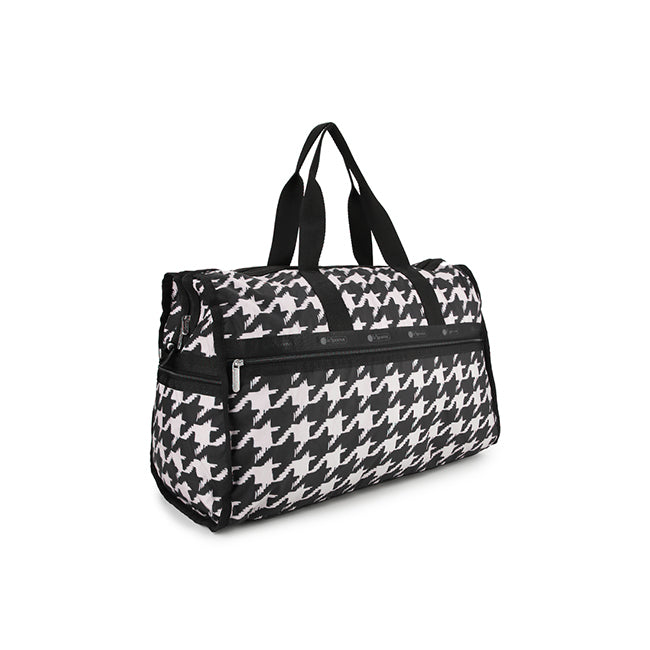 LeSportsac Tas Unisex Travel Bag Deluxe Lg Weekender In Blk/ Beige Houndstooth