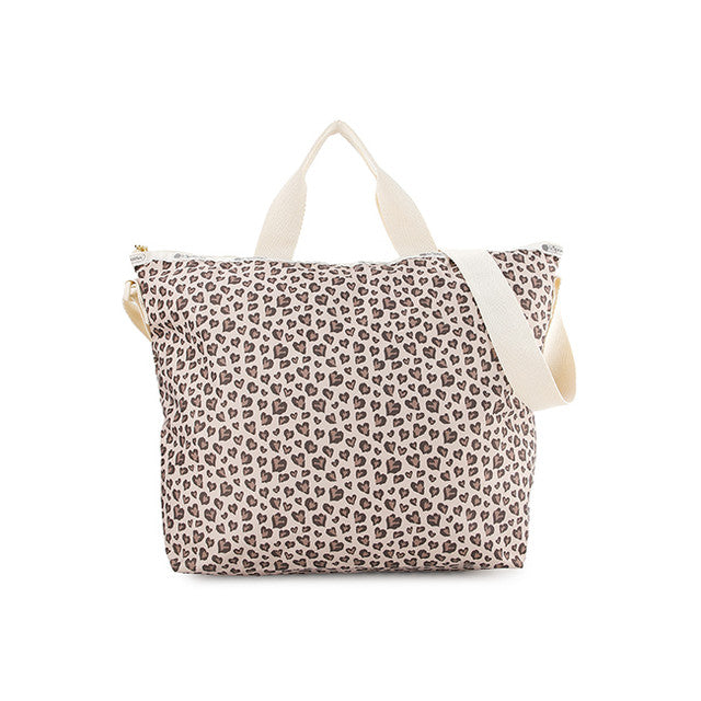 Deluxe Easy Carry Tote In Latte Heart Leopard