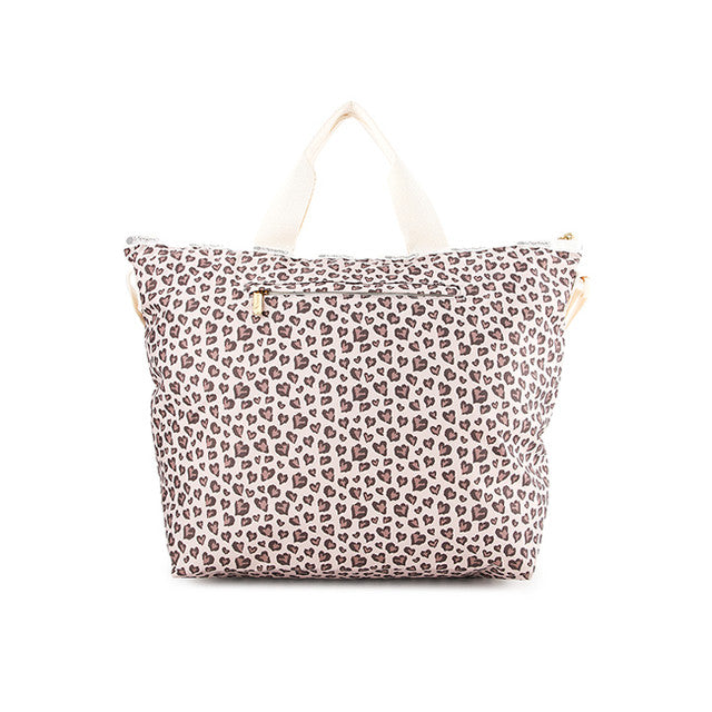 Deluxe Easy Carry Tote In Latte Heart Leopard
