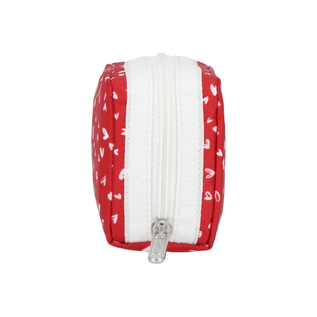LeSportsac Unisex Pouch Rectangular Cosmetic In Red Mini Hearts Wh