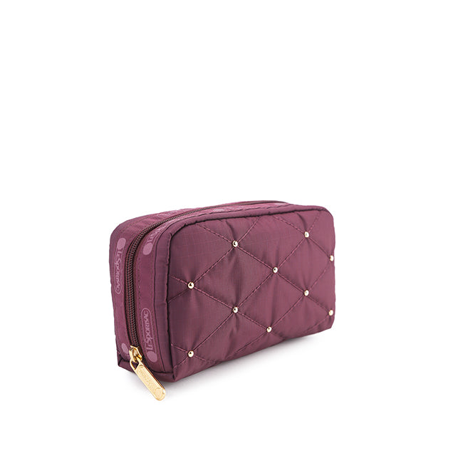 Rectangular Cosmetic In Wine Quilt Studs