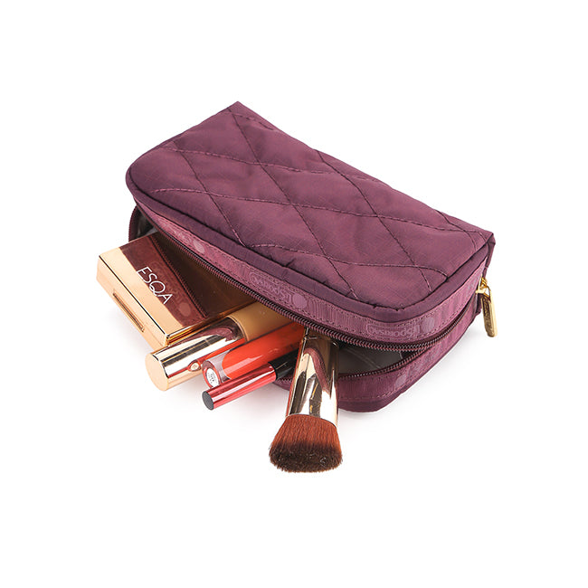 Rectangular Cosmetic In Wine Quilt Studs