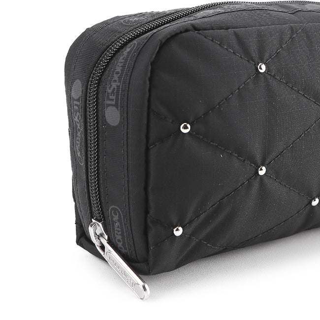 Rectangular Cosmetic In Black Quilt Studs