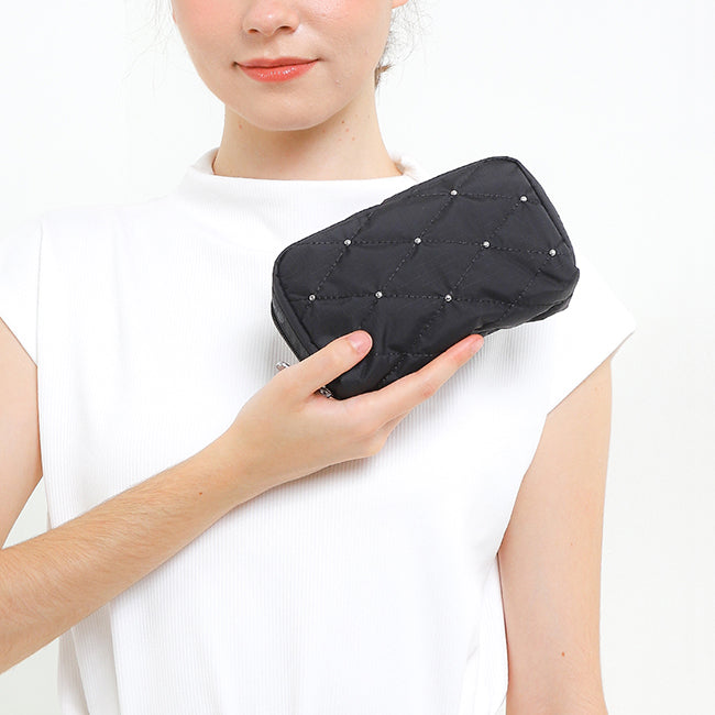 Rectangular Cosmetic In Black Quilt Studs