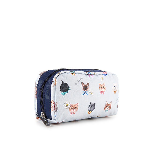 Rectangular Cosmetic In Playful Cats Sky Blue