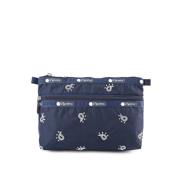 Cosmetic Clutch In Navy Bandana Emb