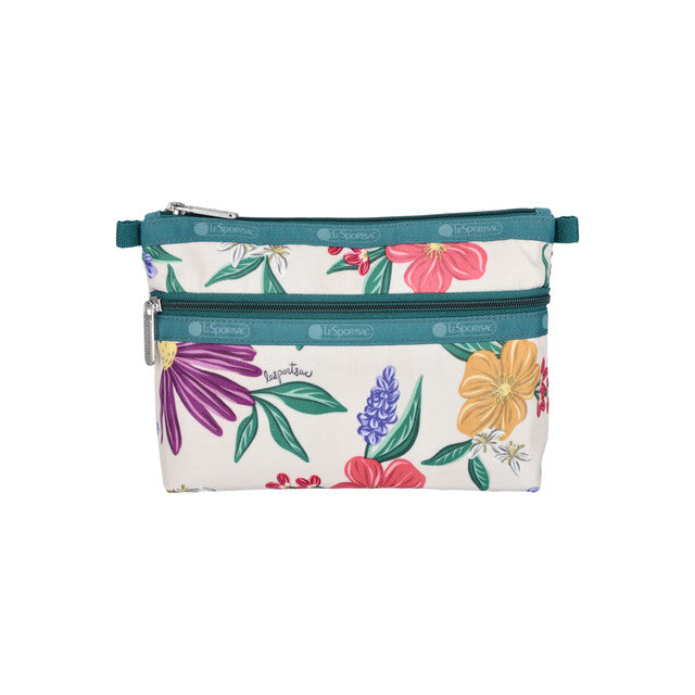 Cosmetic Clutch In Graphic Floral Ivory