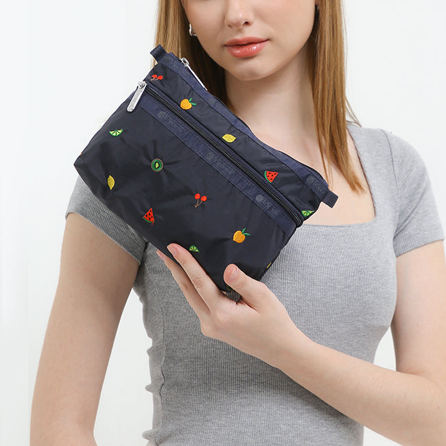 Cosmetic Clutch In Mixed Fruit Embroidery
