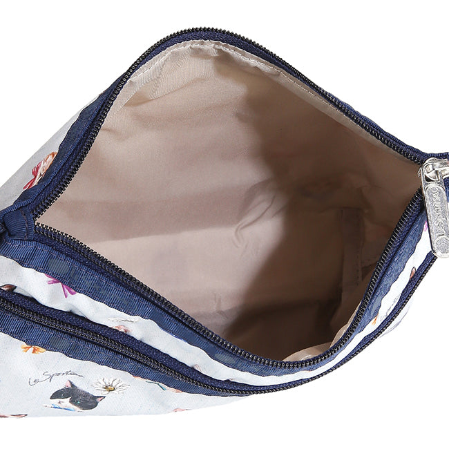 Cosmetic Clutch In Playful Cats Sky Blue