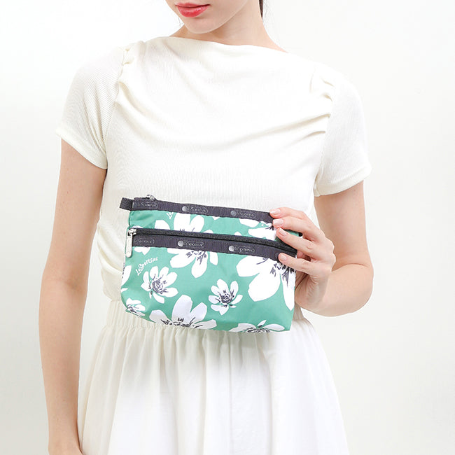 Cosmetic Clutch In Tropical Garden Green
