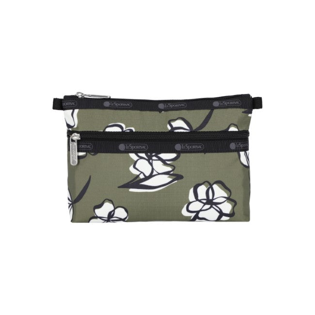 LeSportsac Unisex Cosmetic Clutch In Olive Floral Silhouette