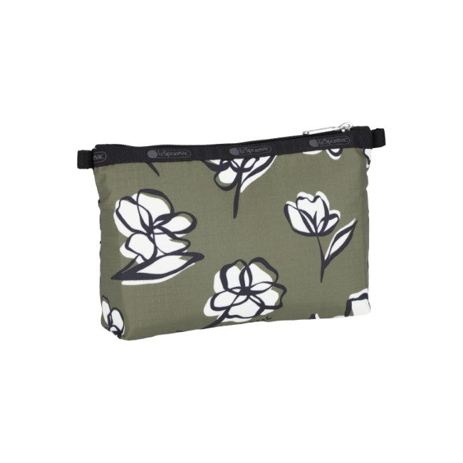 LeSportsac Unisex Cosmetic Clutch In Olive Floral Silhouette